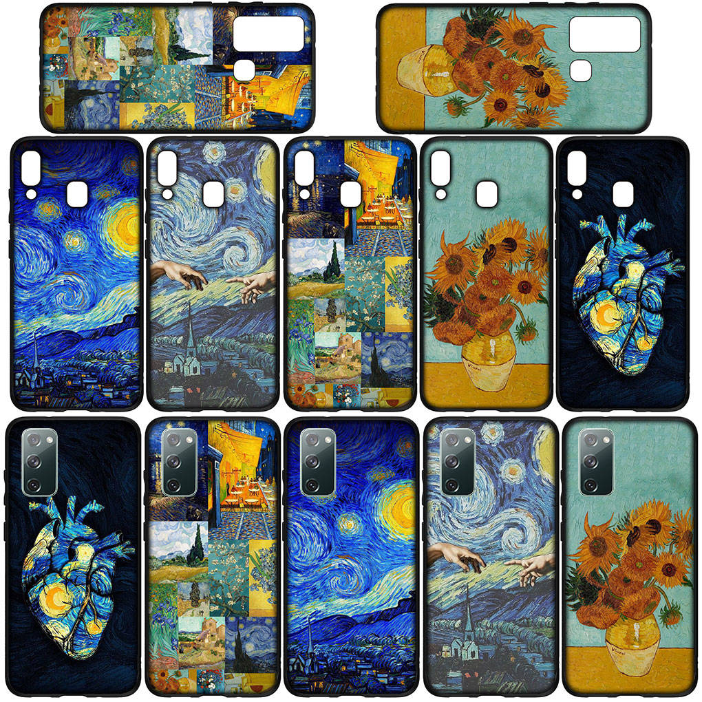 Phone Case for Samsung Galaxy S24 S23 iPhone 15 14 Xiaomi Redmi Note 13 12 11 8 10 9 Pro Max X XR OPPO Huawei Sunflower Van Gogh Starry Night Cover