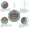 Vibrant Hand Painted Owl Wind Chime 3D Metal Garden Decor Colorful Outdoor Hanging Ornament with Swivel Hook Perfect for Thanksgiving