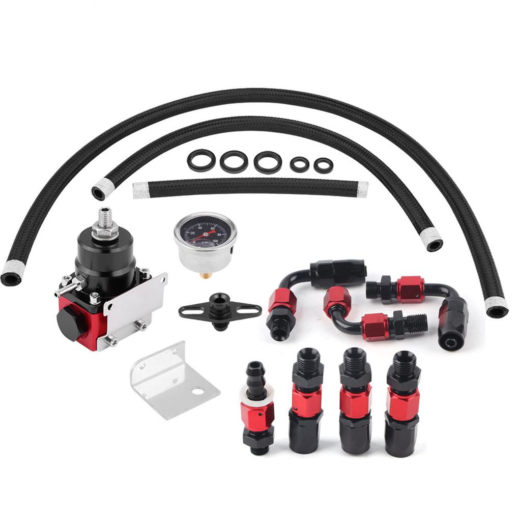 Fuel Pressure Regulator Kit Oil 0-100psi Gauge AN 6 Fitting End