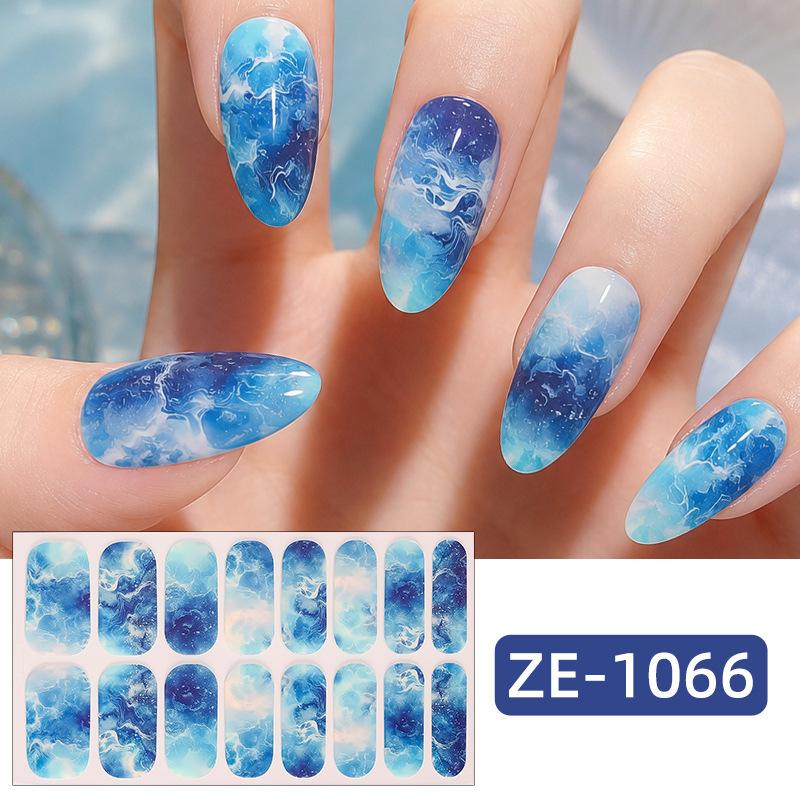 New Maple Leaf Pink Hot Stamped Gold Nail Stickers 3D Ombre Grass Fresh Style Nail Stickers