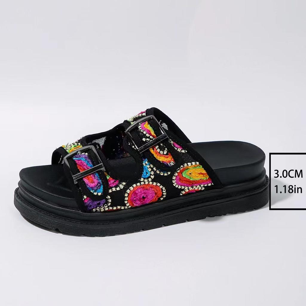 Grote maat damesslippers met dikke zool, effen kleur, Europese en Amerikaanse stijl, casual en stijlvol.