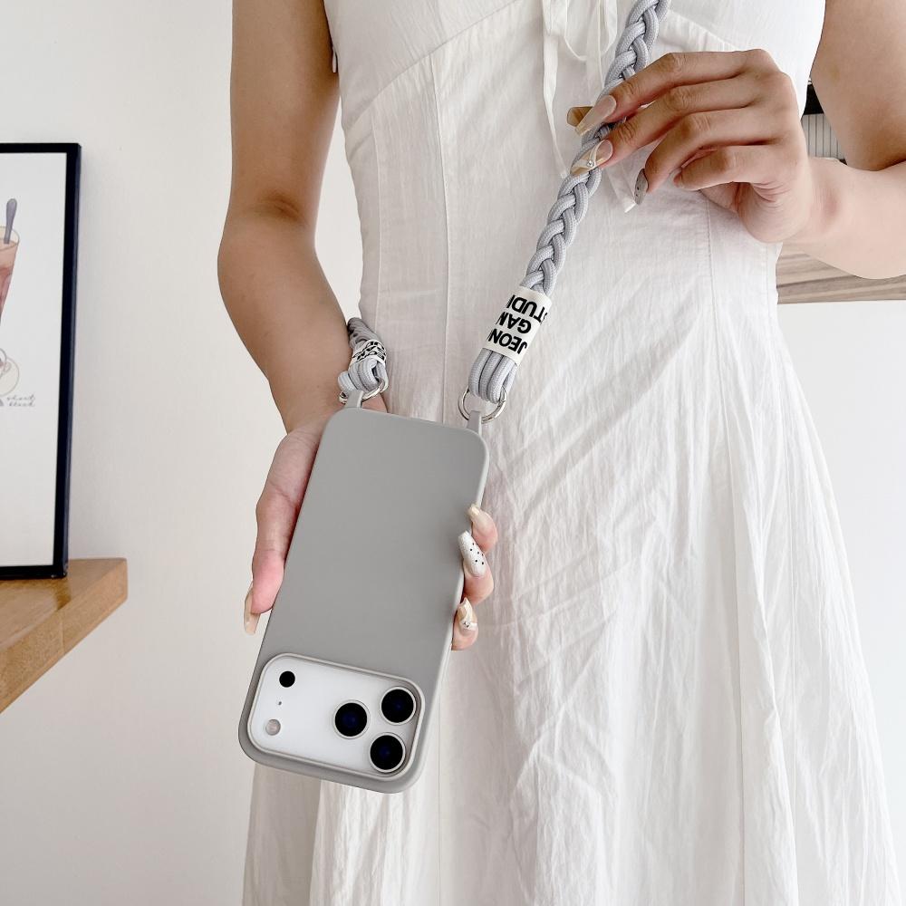 Crossbody Lanyard Matte Liquid Silicone Case For iPhone 17 16 15 14 13 12 11 Pro Max Shoulder Strap Necklace Cord Soft Cover