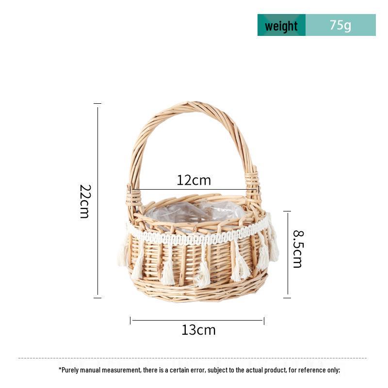 Willow Woven Princess Handbag: Floral Basket, Wedding Gift, and Pastoral Flower Arrangement Souvenir
