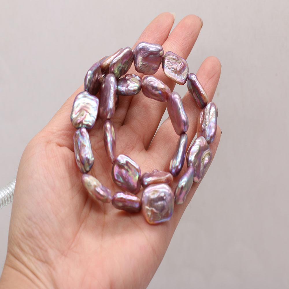 1String, Purple Natural Freshwater Pearls, 15×18mm, Handmade Rectangle Pearl Beads for Jewelry Making DIY, Cheapest Items Available 36cm