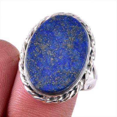 Natürlicher Lapislazuli Edelstein 925 Massiver Sterlingsilber Schmuckring S.10 A0p92