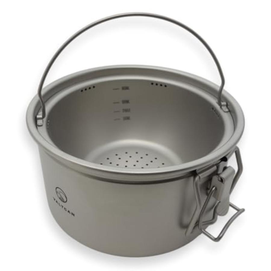 2000ml Titanium Rice Cooker Pot with Locking Lid 67 fl oz Grade 1 No Coating PFAS-Free Inner Pot with Measurement Marks Ultrali