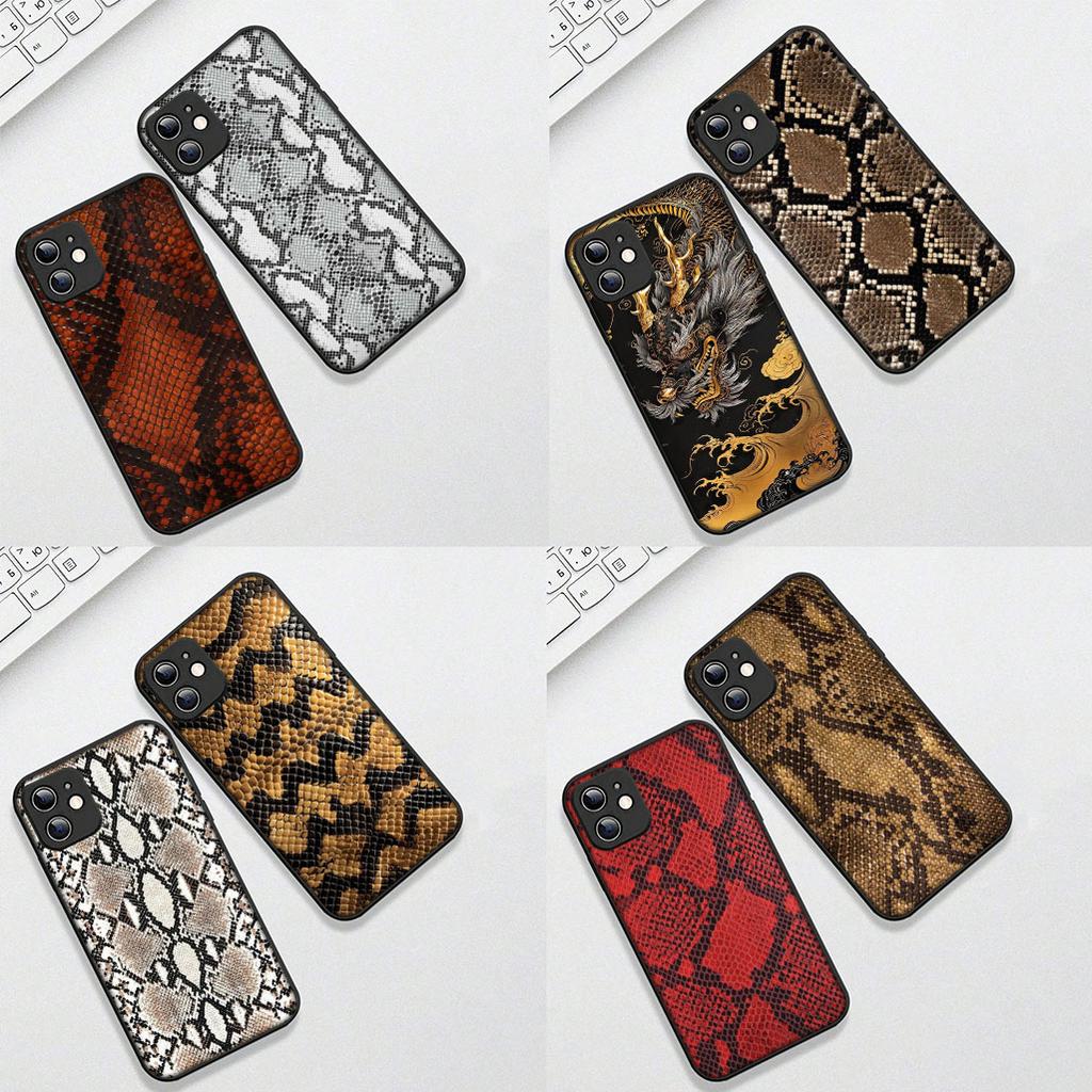Skyddsfodral för Apple iPhone 17 Pro XS Max Air 6 7 8 Plus 5 + SE 2022 SE2 16E Fodral Mobilskal Ko-mönster Leopard Orm
