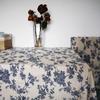 Blue Tablecloths Bohemian Floral Fabric Tassel Rectangle Dust-Proof for Home Decoration Kitchen Holiday Party Dining Table Cover
