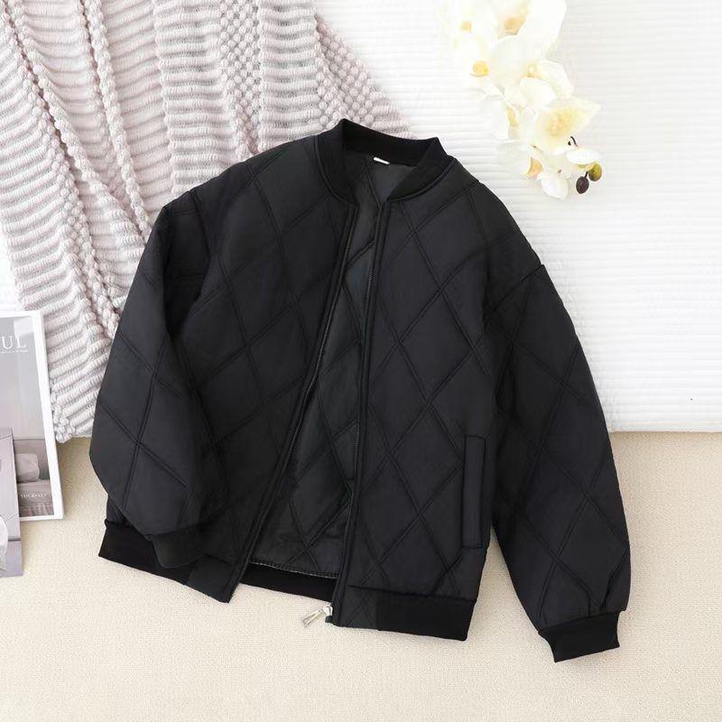 

Женская зимняя повседневная стеганая куртка-бомбер с воротником-стойкой - Теплая, с подкладкой, свободного кроя, короткое хлопковое пальто. 3XL (105-120 jin) чёрный