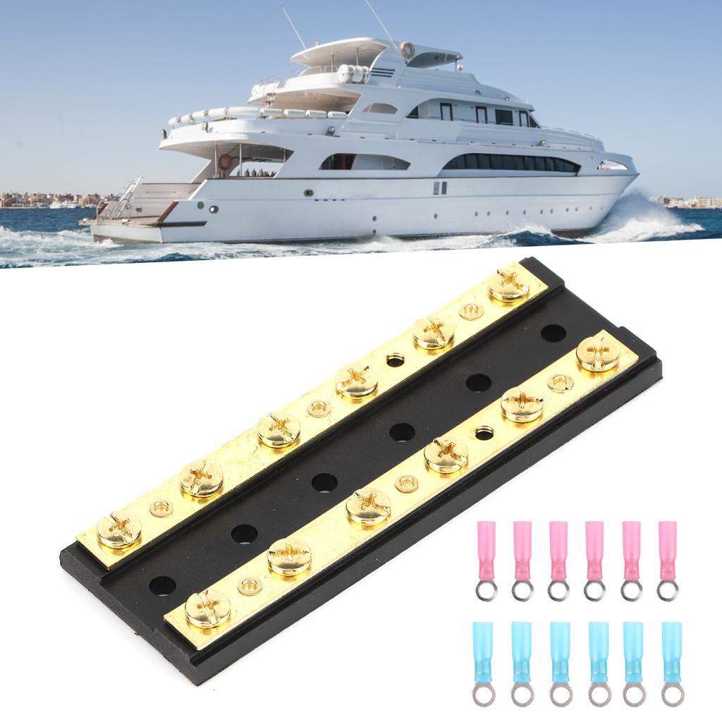 60A Dual Row Independent Busbar with Heat Shrinkable Tube Terminal for Truck Car Yacht Ship6 Position Terminal