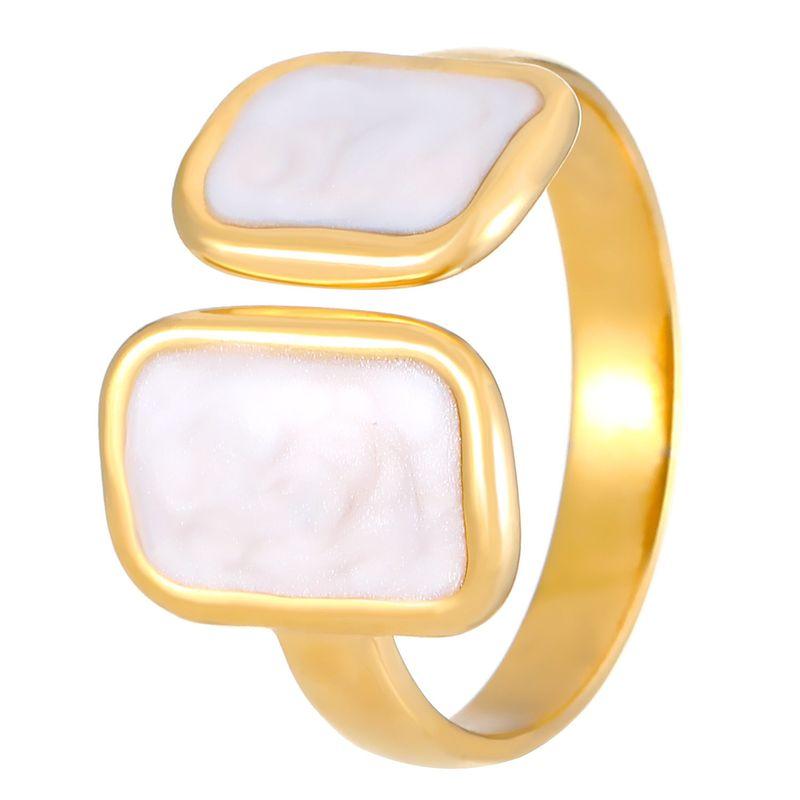 Bohemian Oil Drip Gradient Vintage Layered Titanium Steel Ring European and American Ins Style Geometric Open Stainless Steel Ring