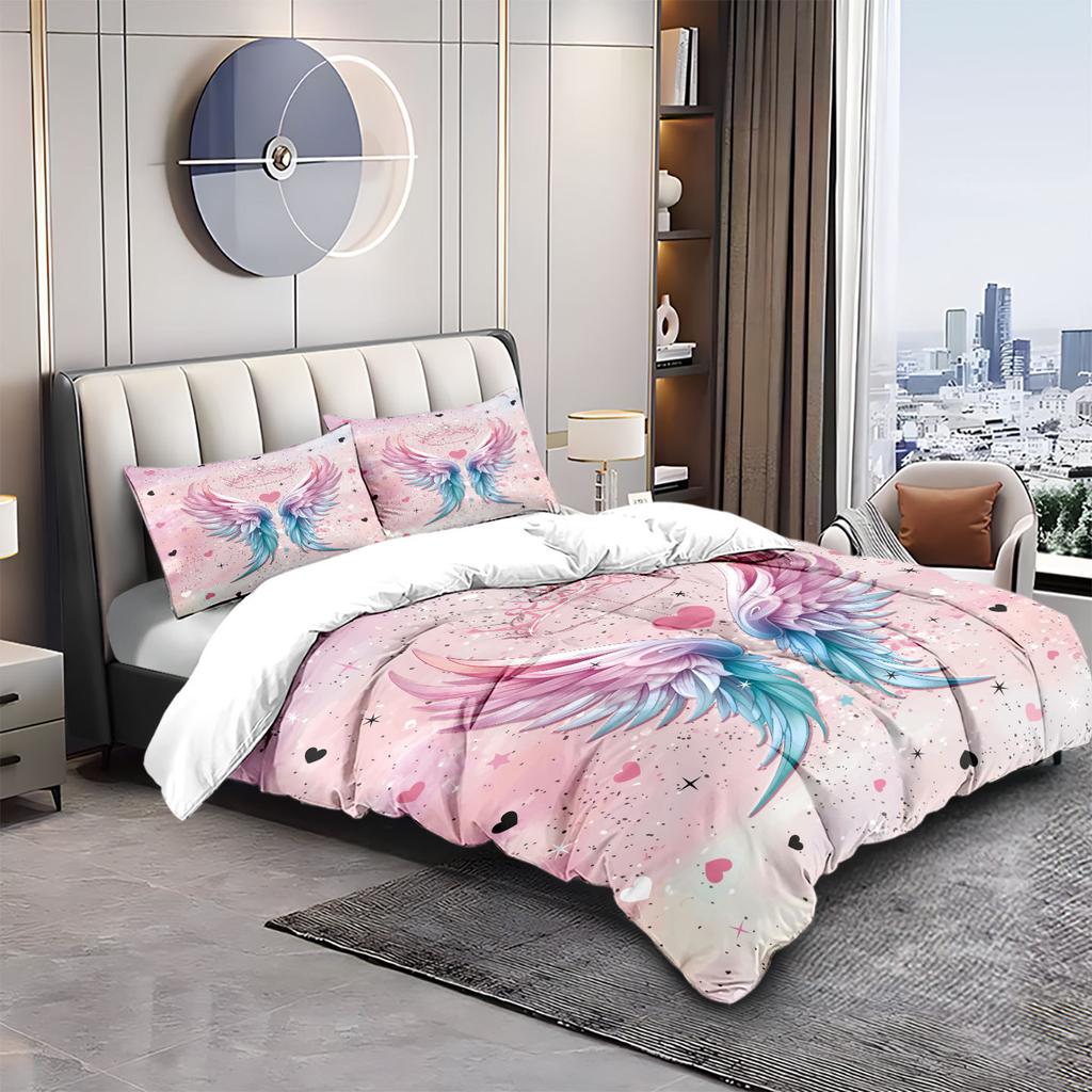 Bedding Three-Piece Wing 3D Printing Pillowcase Quilt Cover Creative Home Textile Spot