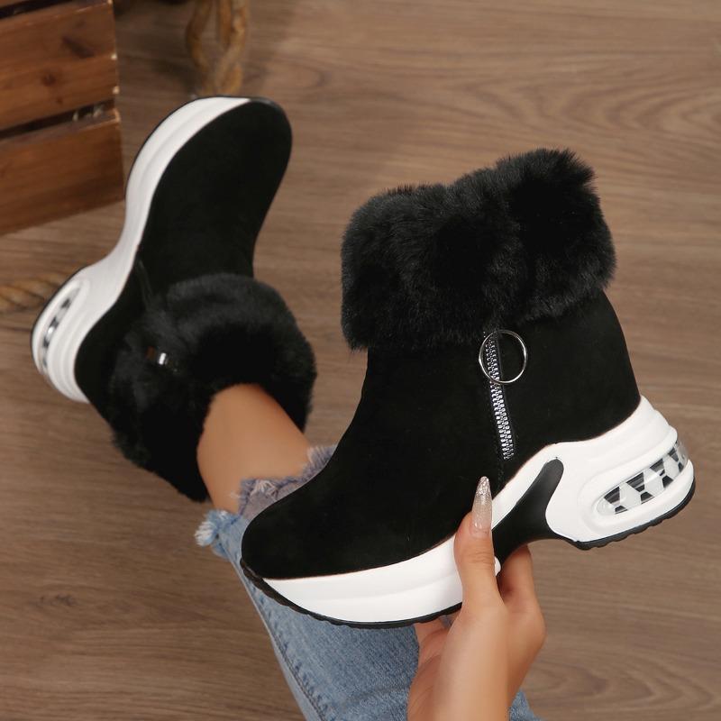 Women S Winter Warm Side Zip Snow Boots Platform Wedge Faux Fur Lined Shoes