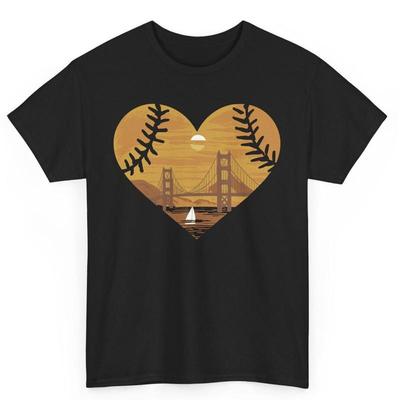 Vintage Heart Baseball Love T Shirt Usa San Francisco Bridge