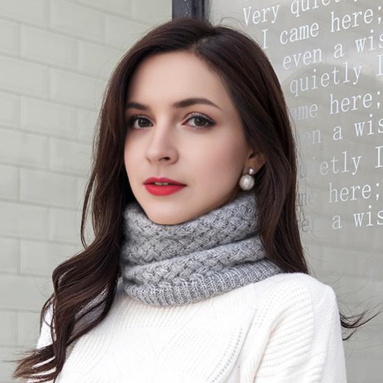 Winter Neckerchief Soft Windproof Fabric Velvet Lining Thickened Knitting Scarf Cold Weather Neck Warmer