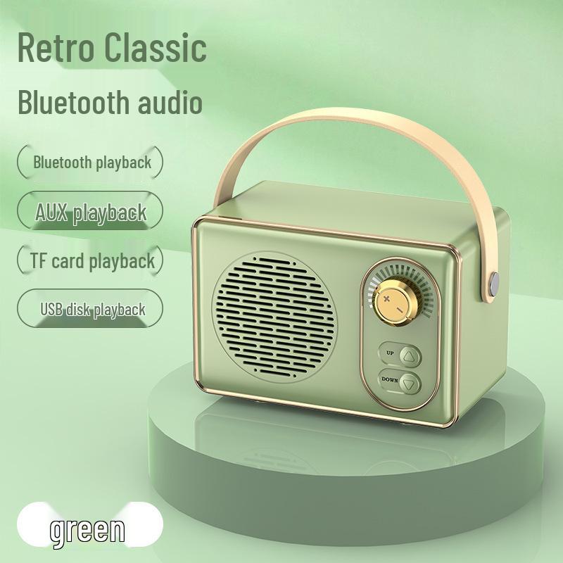 Retro bezdrátový Bluetooth reproduktor s USB a slotem pro kartu – přenosný venkovní mini mini pro notebook a domácí karaoke.
