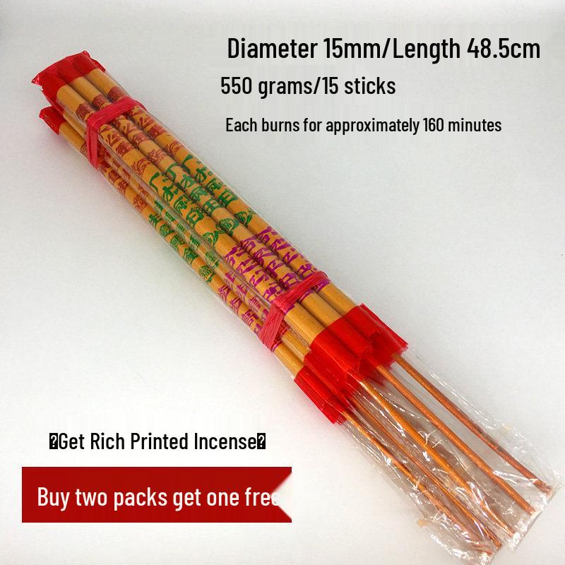 Wealth and Prosperity Incense: Buddha & Wealth God Attraction - Tall Temple Candle, Coarse Incense Sticks for Financial Blessings. Buy 2 Get 1