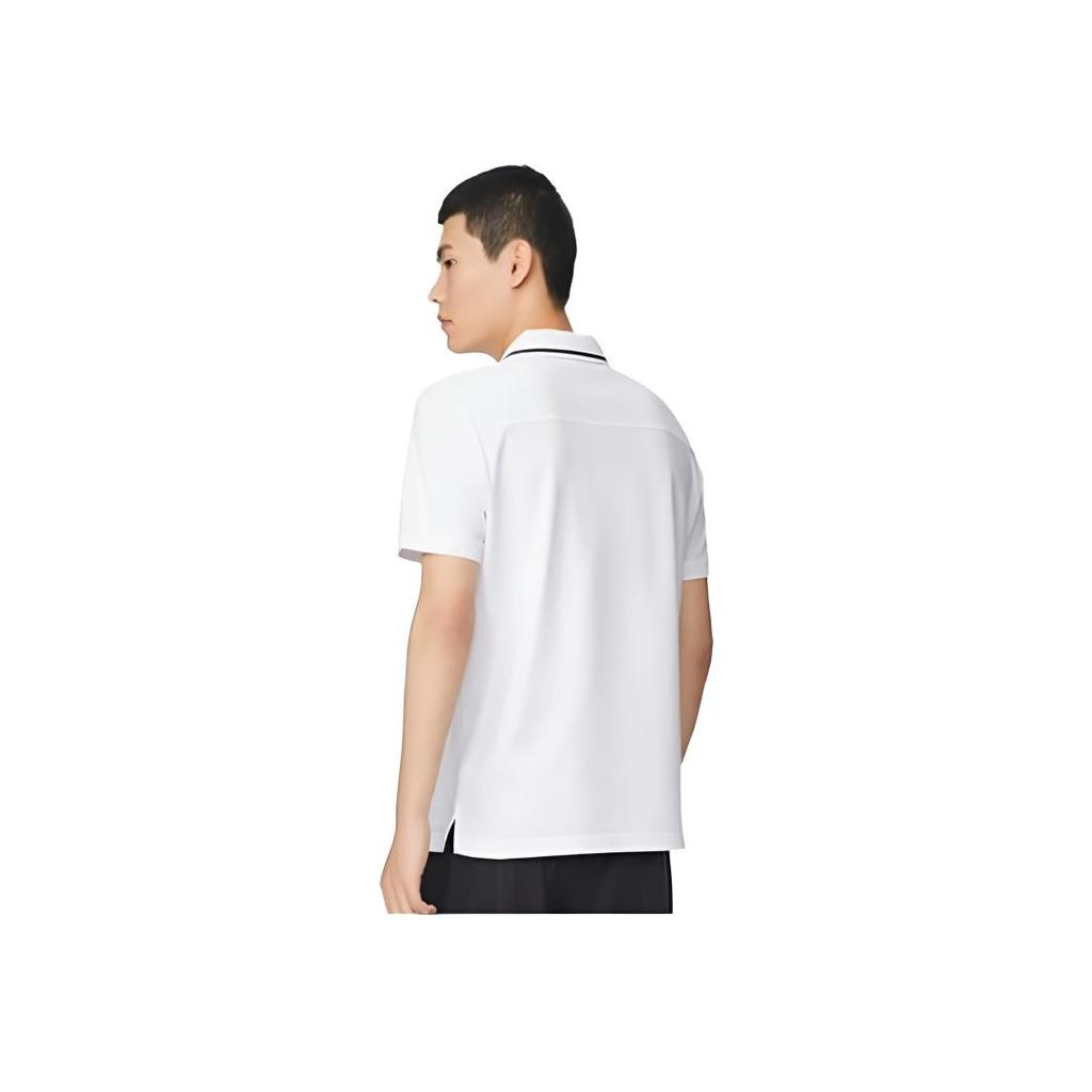 Li-Ning Polo de Color Sólido Serie Wade con Logotipo Tops para Hombre Blanco APLS091-2