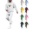Men's Solid Color Flag Print Hooded Universal Versatile Hooded Sweatshirt Sweatpants Casual Sports Suit