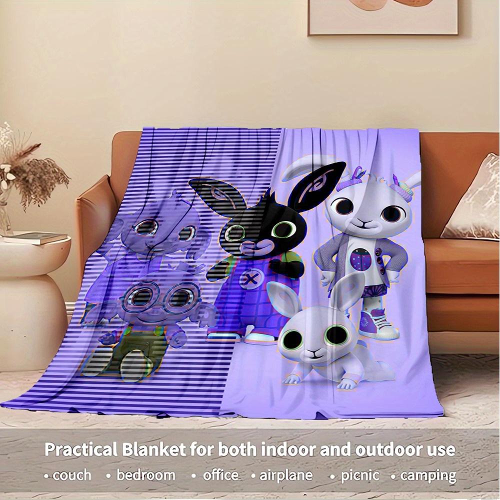 1pc Flannel Throw Blanket, Bunny,Friends,BingPattern Printed Blanket, Warm Cozy Soft Blanket For Couch Bed Sofa Car Office Camping Travellin