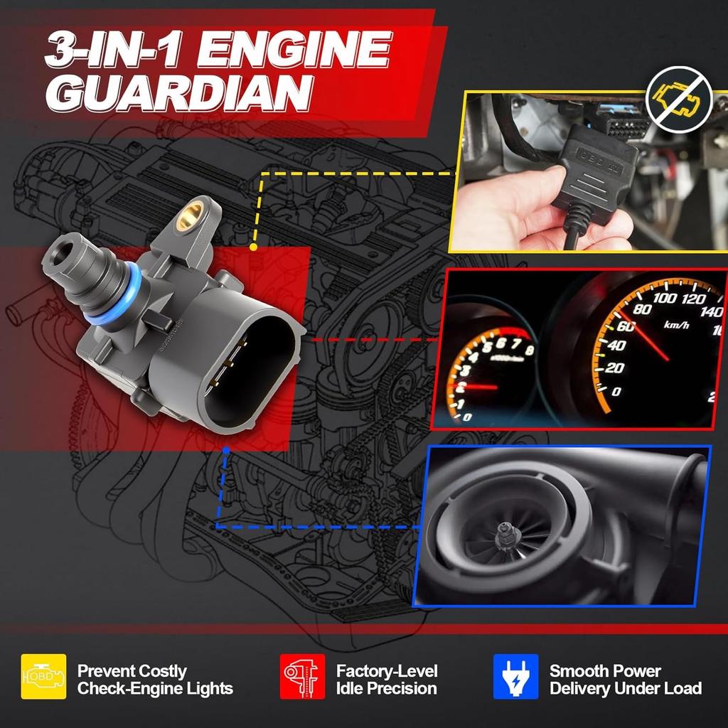 MAP Sensor Manifold Absolute Pressure 68271094AA for Dodge Challenger Charger Durango 6.4L, 2017-21 Jeep Grand Cherokee 6.4L, 2016-2020 Journey 2.4L