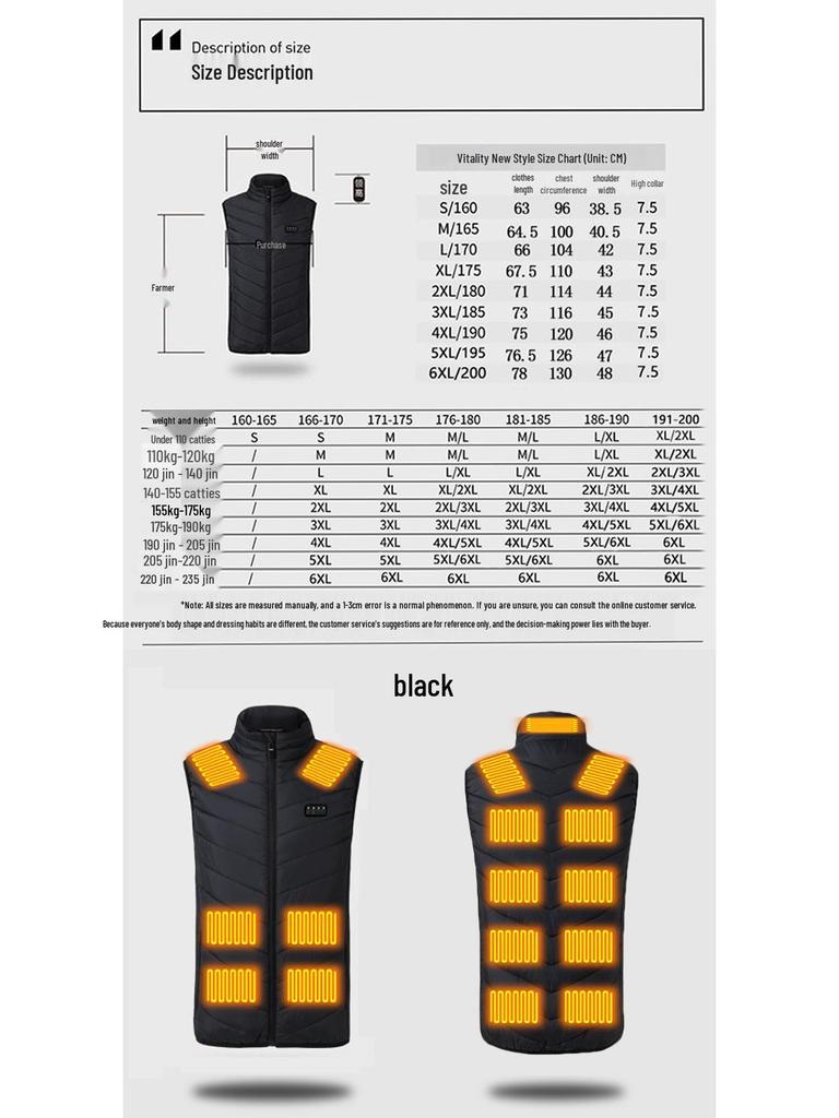 Herren Winter Smart Elektrische Beheizbare Weste mit 28 Heizzonen