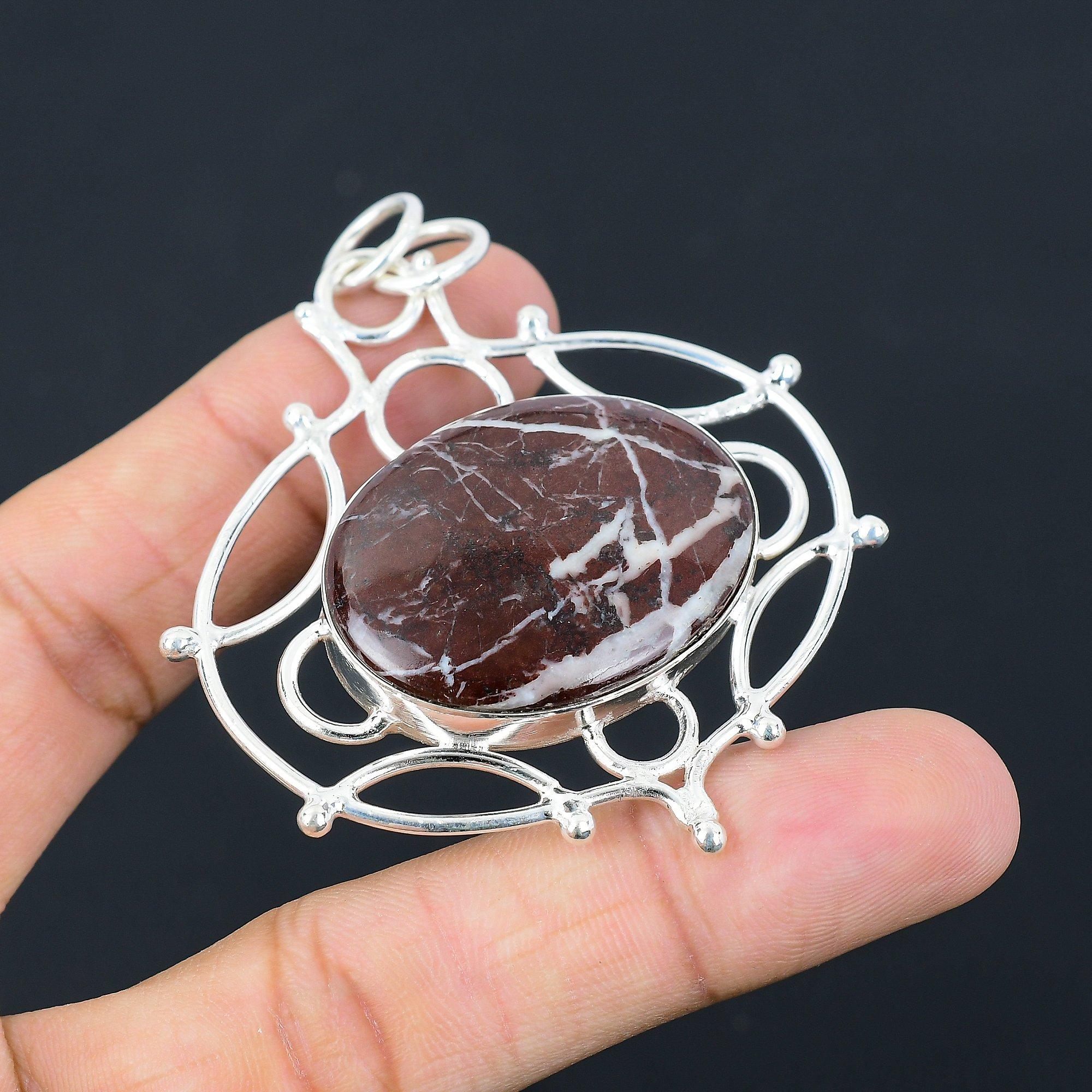 Womens day Sale Sterling Silver Oval Coconut Jasper Stone Mother Trendy Pendant