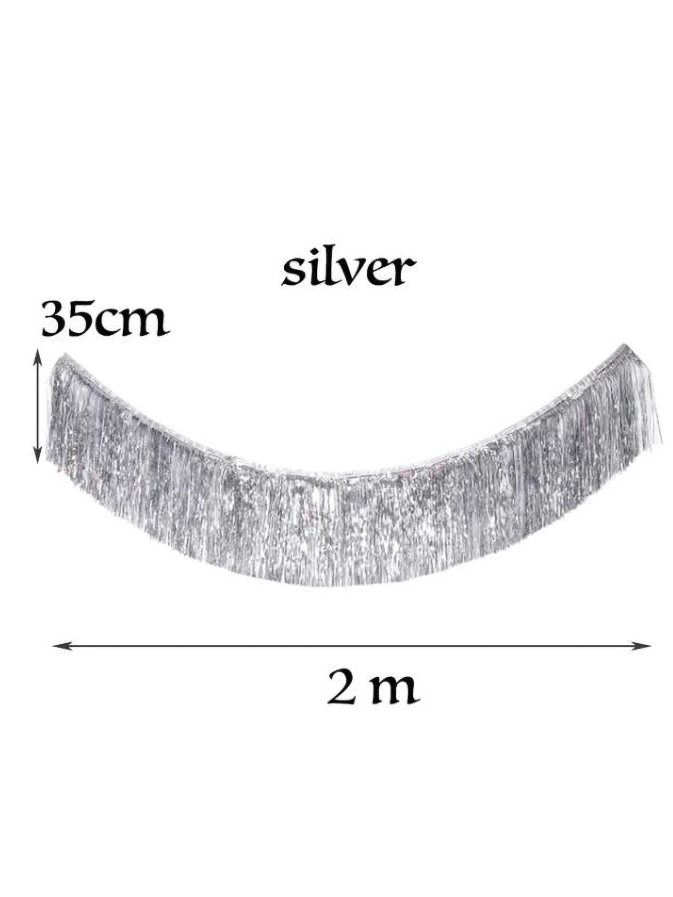 

2m Glitter Tassels Fringe Garland Shinny Gold Metallic Foil Tassel Banner Christmas Birthday Party Wedding Backdrops Wall Decor серебряный