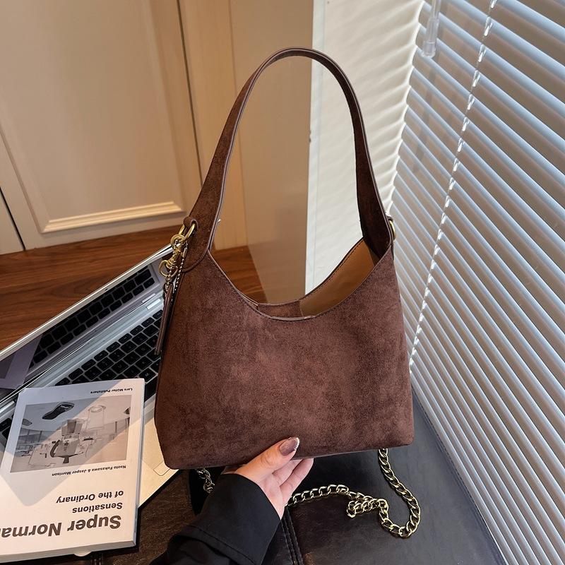 Suede bag women's autumn and winter niche chain messenger bag portable retro dumpling bag
