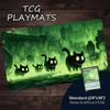 Spooky Graveyard Black Cats TCG Playmat 600x350 Green Castle Game Mat Non‑Slip Rubber Desk Pad for MTG DND CCG Trading Card Game