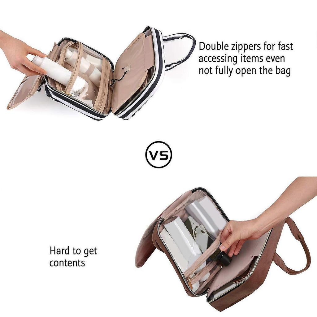 Travel Toiletry Bag for Women Large Capacity Makeup Bag Cosmetic Organizer with Hanging Hook  Cotton pink
