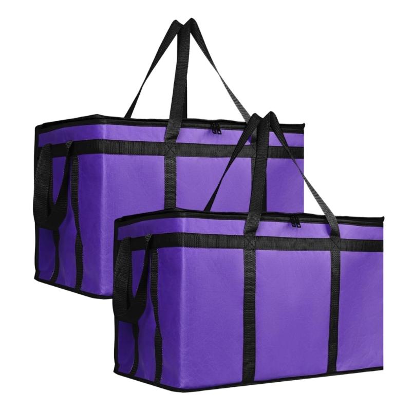 2PCs Heavy Type Insulated Pizza Delivery Bags With Thermals Insulation Waterproof Lining Keep Food Cold Hot Outdoor Event