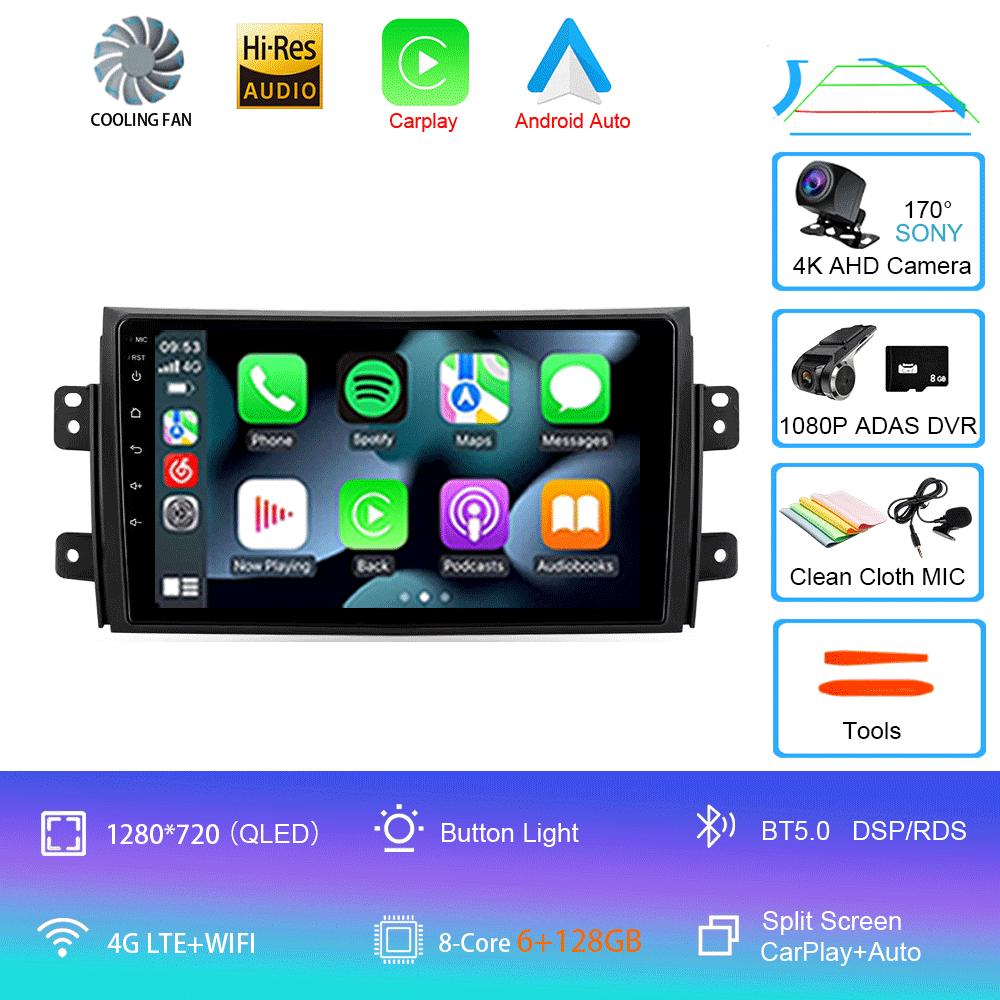 Radio auto Android 14 Carplay Auto Multimedia Pentru Suzuki SX4 2006-2013 Pentru Fiat Sedici 2005-2014 2din Autoradio Stereo Unitate Principală