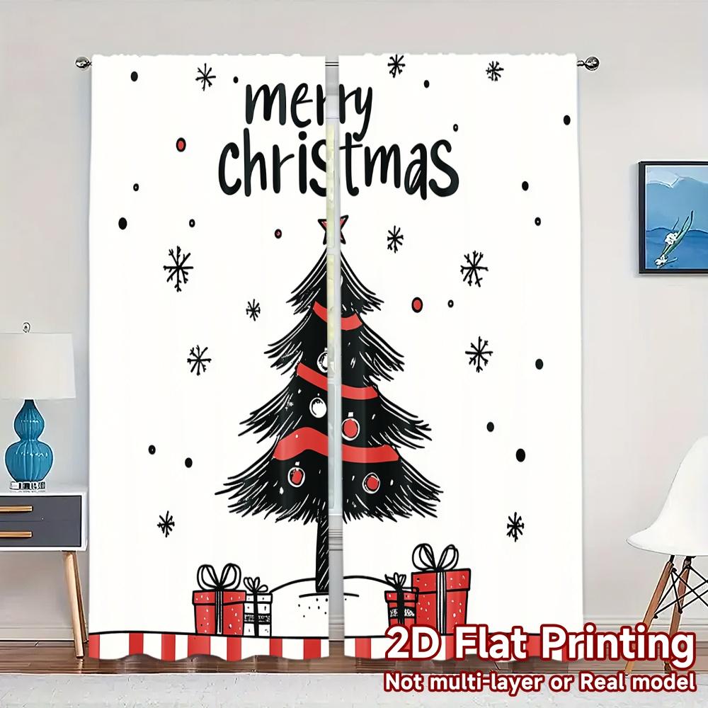 

2 шт., Шторы Рождественская елка Подарки Снег (3) Популярные шторы со светофильтром 100% полиэстер Шторы Теплоизоляция, и 52.50×116.00 CM 2pcs