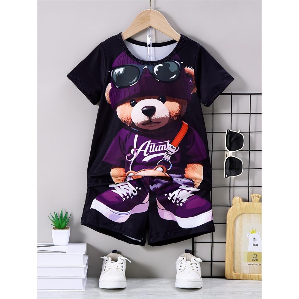 2026 Summer New Casual Short Sleeve Loose Men's Two Piece Suit Fun Pattern Printed Short Sleeve Suit Street Fashion Men's Suit