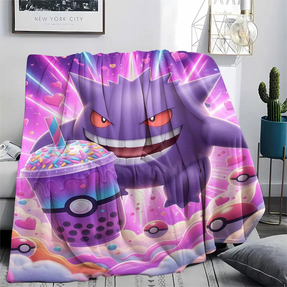 1Pc Pokemon drinks Print Flannel Blanket, High quality Comfortable for All Seasons, Home Decor, Warmth and Comfort, Perfect for Christmas Gifts
