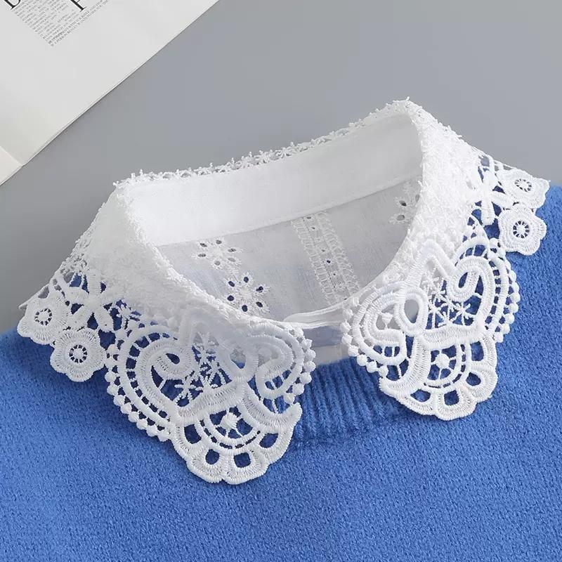 Białe Sztuczne Kołnierzyki Dla Kobiet Krata Klapa Odpinany Kołnierzyk Koszula Koronka Stójka Fałszywy Kołnierzyk Kobieta Zdejmowany Krawat Nep Kraagie