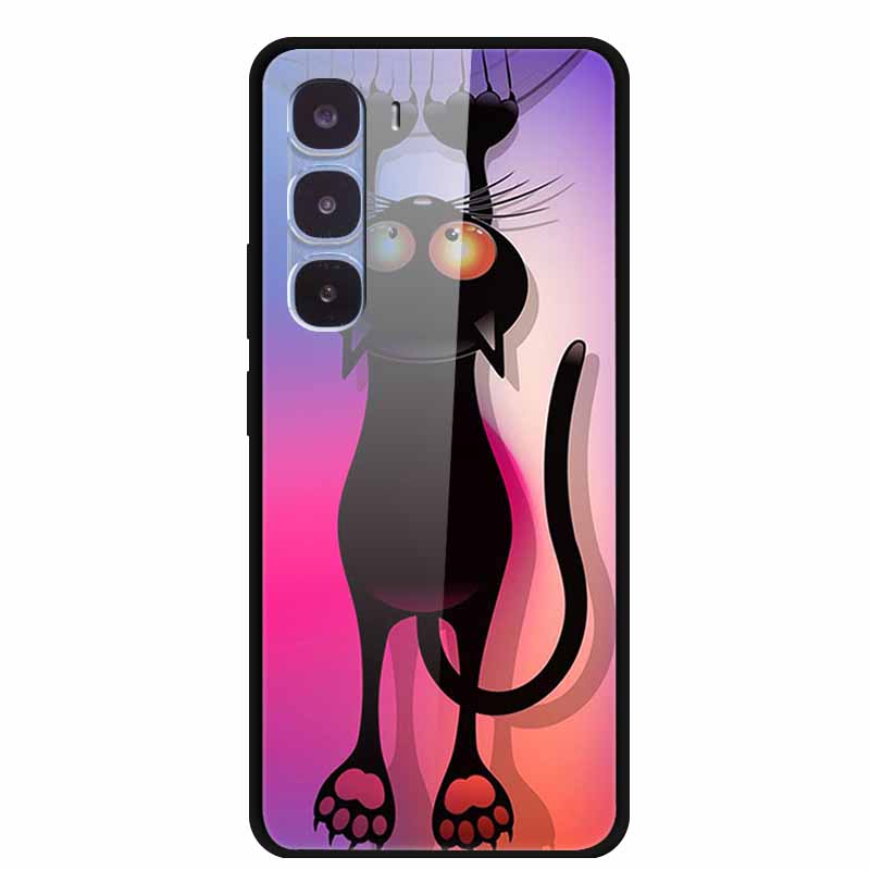 Funda de Lujo Para Infinix Hot 60 Pro X6885 Cubierta de Cristal Templado para Fundas de Teléfono Infinix Hot 60 Pro Animales de Moda Protectora Funda