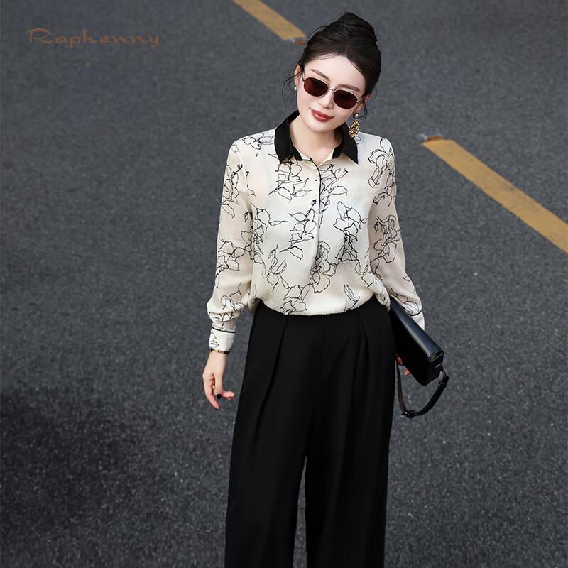 Raphenny Women s Color-Block Lapel Long Sleeve Shirt XL