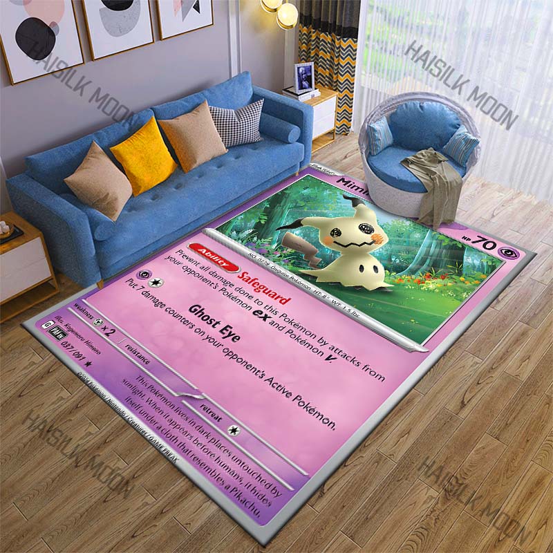 Geriausias pardavėjas! P-Pokemon Kortų Rašto Kilimas su Atspausdintu Mimikyu, Svetainės Miegamojo Sofos Grindų Kilimėlis Namų Dekoro Kilimai Puikios Dovanos