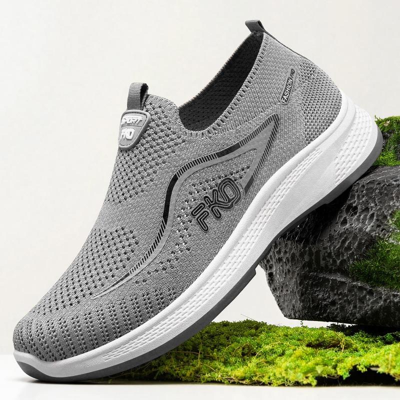 Summer New Men's Shoes Breathable Fly-woven Casual Shoes No Shoelaces One Pedal Platform Sneakers Light Running