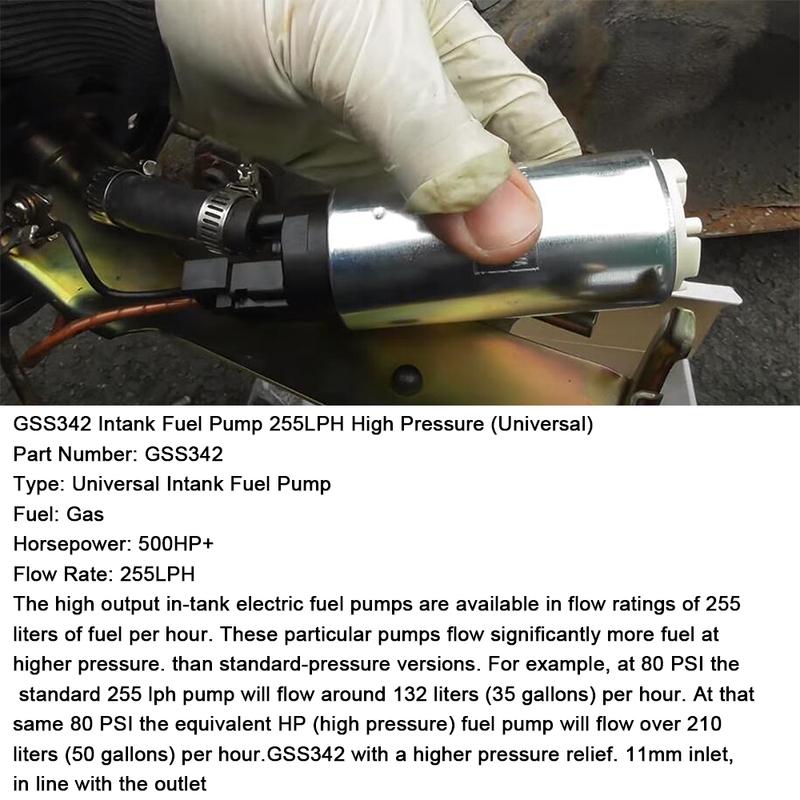 Universal 255 LPH High Pressure In-Tank Electric Fuel Pump GSS342 FP-390100