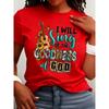 Women Cotton Short Sleeves T-shirts I Will Sing Of The Goodness Of God Women's Tee Faithful Graphic Casual Praise Worship Top