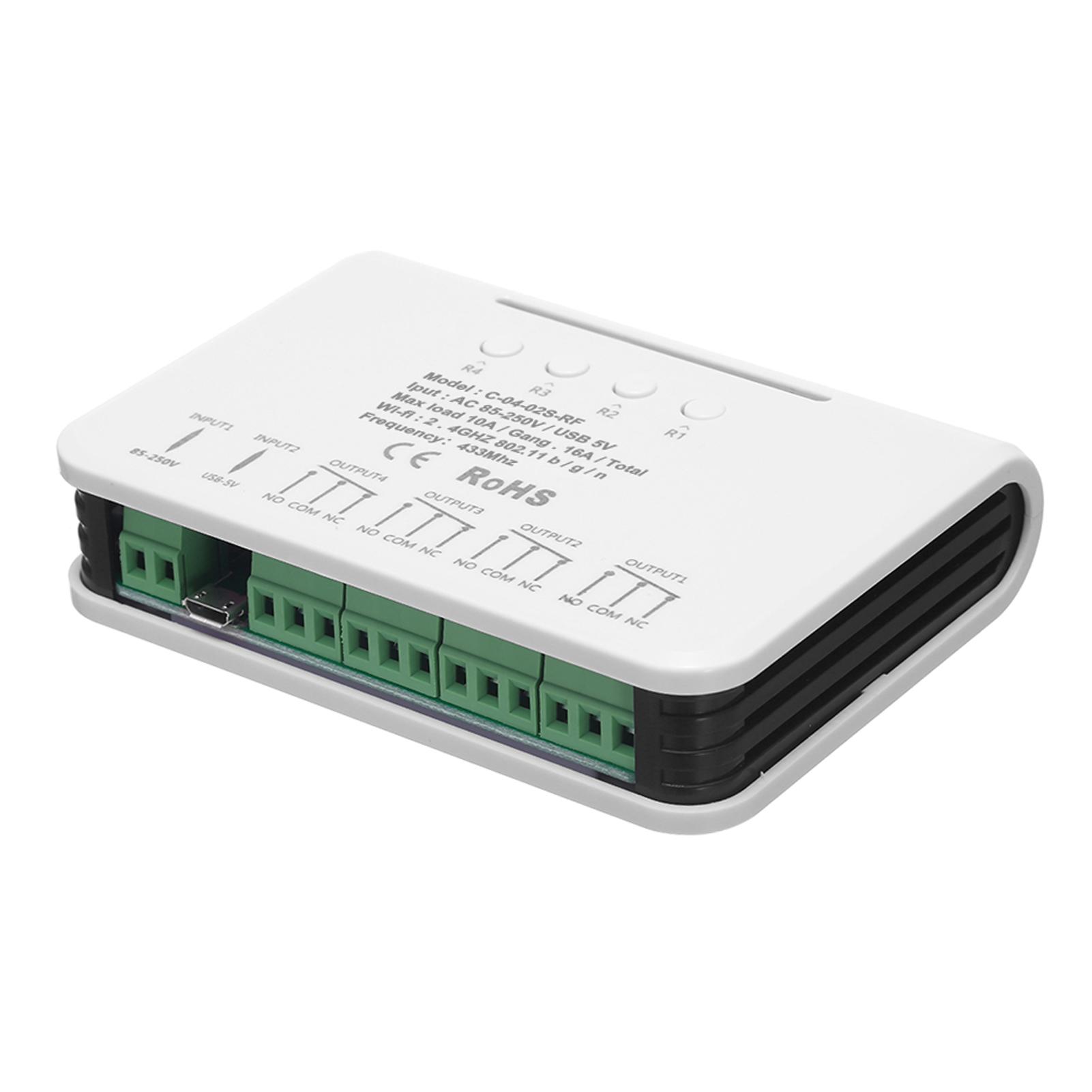 

eWeLink Умный Wi-Fi выключатель 4-клавишный Универсальный беспроводной выключатель света 433 МГц Радиочастотный пульт дистанционного управления Wi-Fi реле Эквивалент 4CH Pro R2 белый