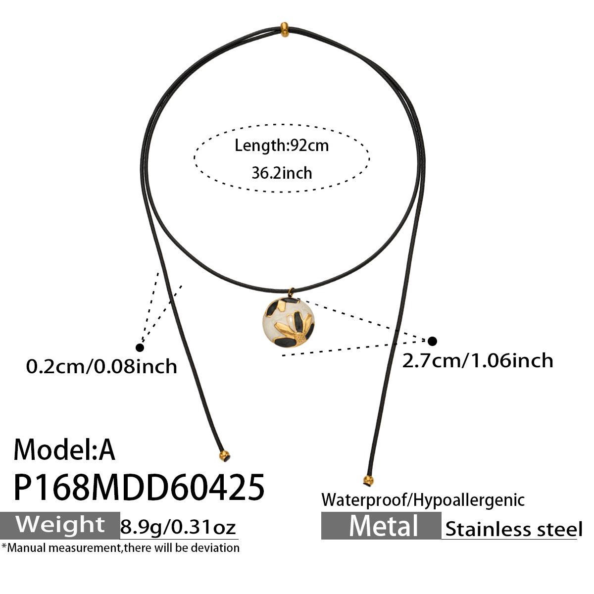 

Round Drip Oil Flower Pendant Necklace, 18K Gold Plated Stainless Steel Long Adjustable for Women 1