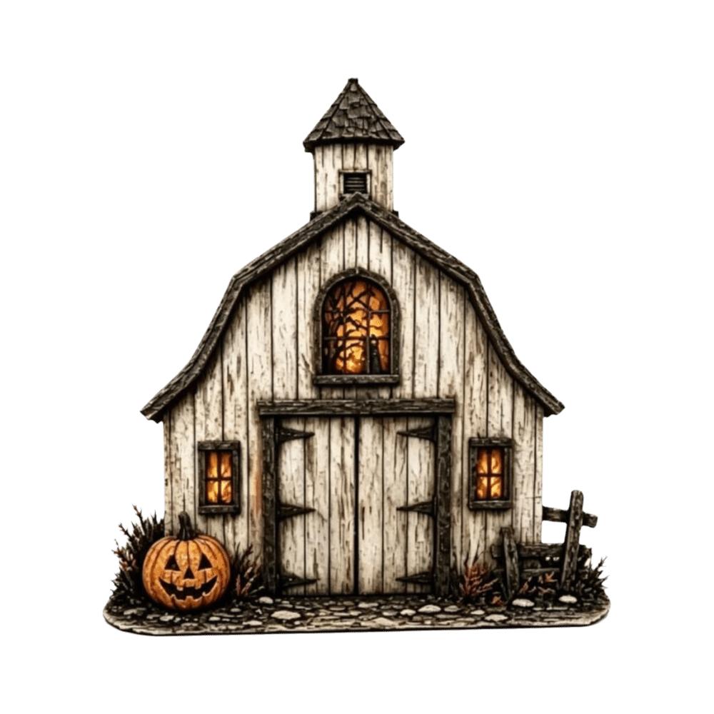 Wooden Halloween Ornaments Pumpkin Reading Theme Sign Haunted House Village Ornament Farmhouse