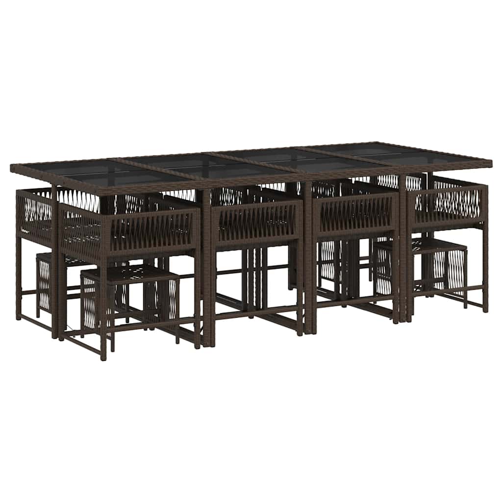 Vidaxl 13-Cz. Garden Furniture Set, Cushions, Brown, PE Rattan