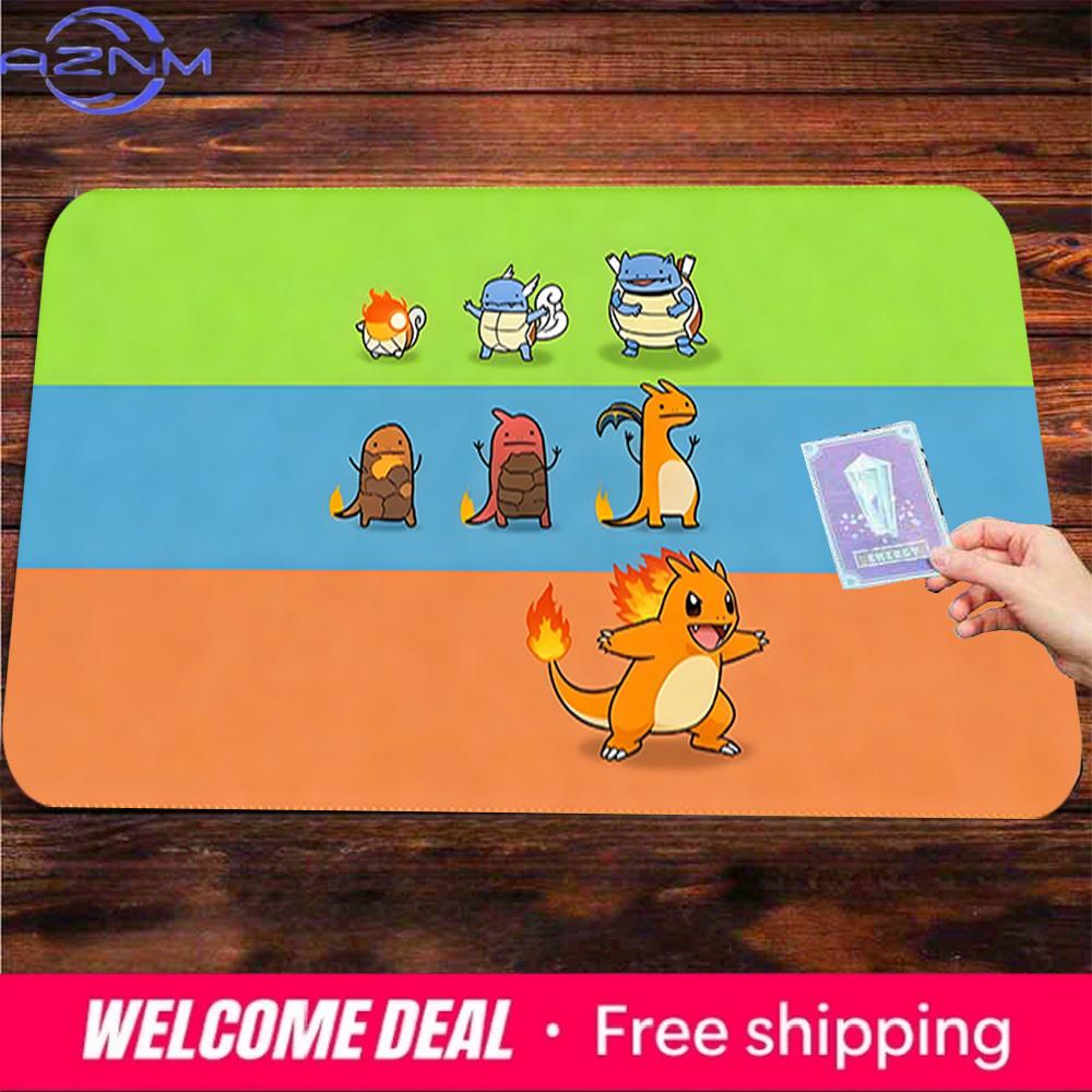 Kanto Starter Evolution TCG Playmat with NonSlip Rubber Base 30x80x0.2cm