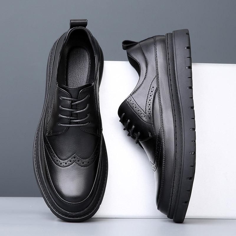 Men's shoes autumn new leather block carved formal fashion men's platform business casual leather shoes men