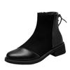Short boots women's autumn and winter new medium tube temperament flat bottom thin single boots velvet warm elastic fashion boots